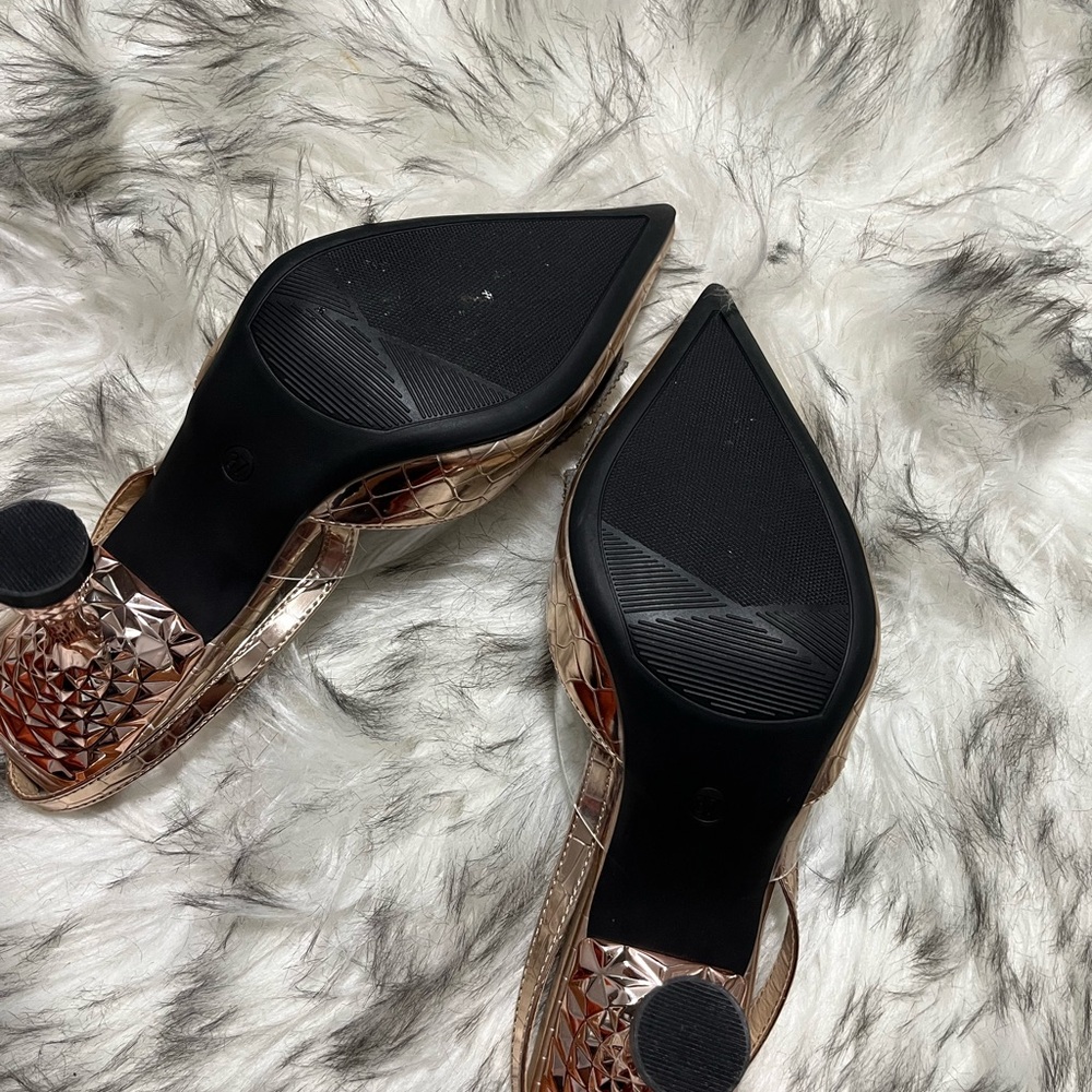 Source Unknown Croc-Embossed Brown Slingback Heel… - image 2